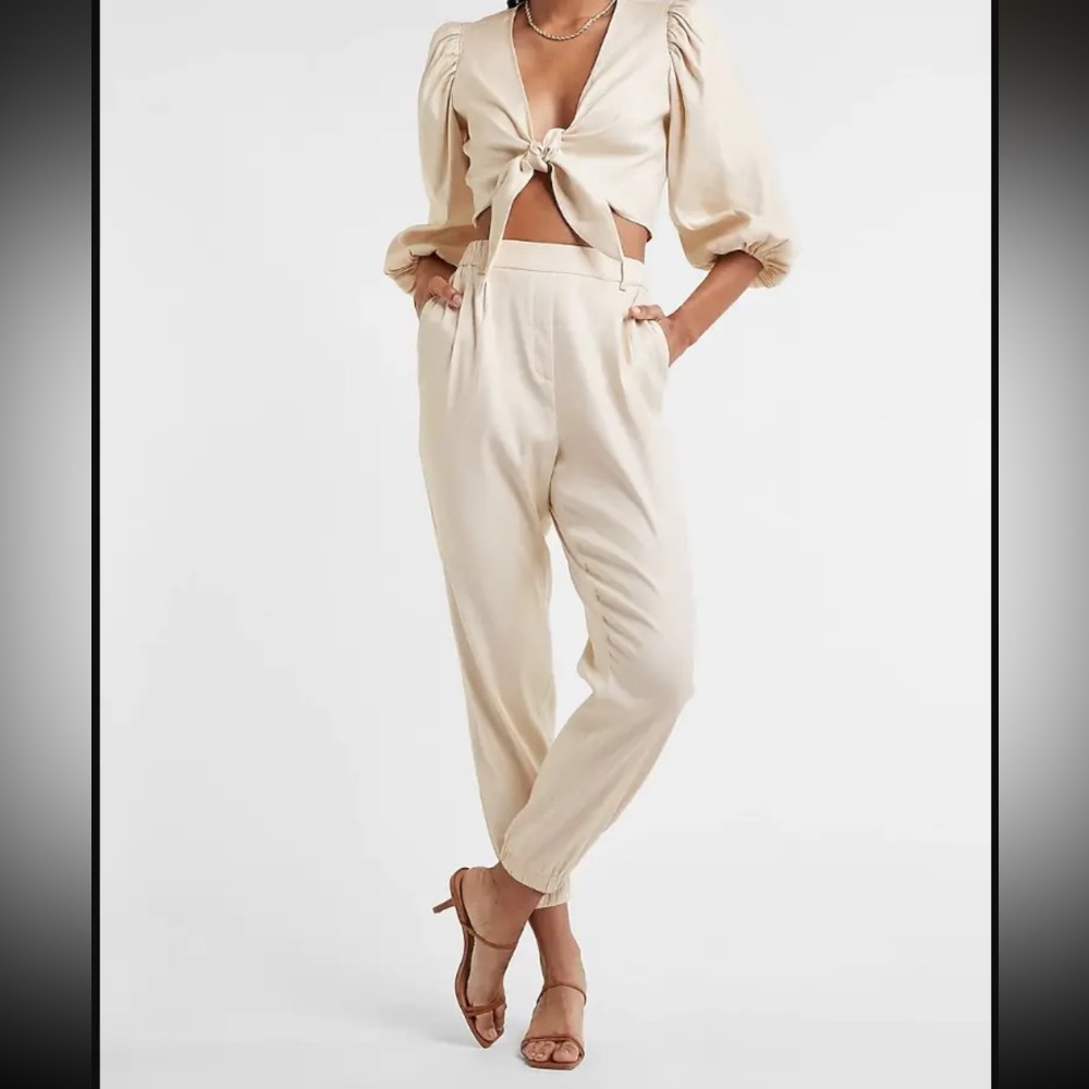 NWT Express High Waisted Linen Pull-On Ankle Pant